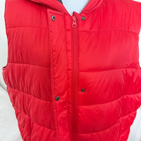 Swiss Tech Red Long Puffer Vest Womens Size 1X Hooded Sleeveless Outerwear - Picture 10 of 14